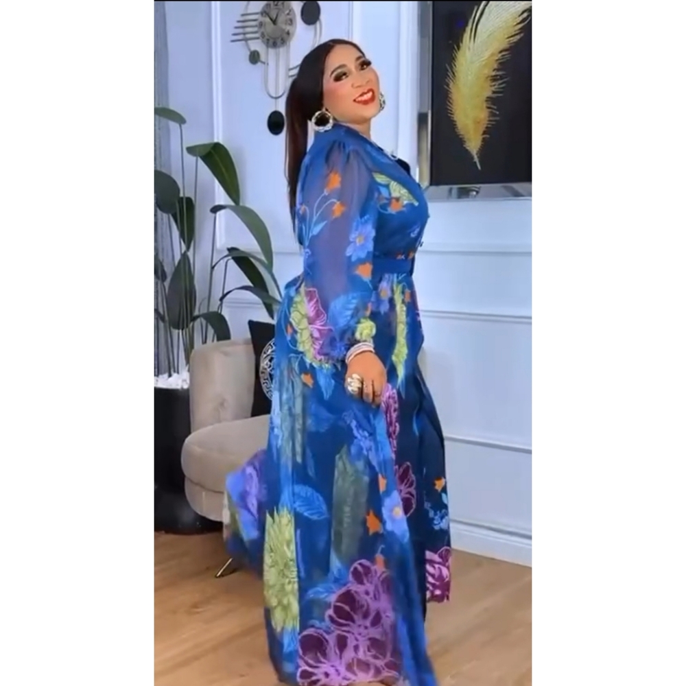 2-Piece Colorful Floral Maxi Dress Set